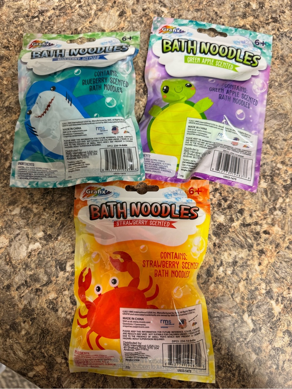 New Grafix Bath Noodles - Kids Bath Toys (Shark, Turtle, Crab)